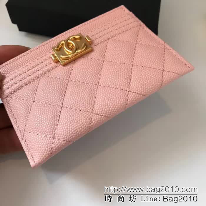 CHANEL香奈兒 新款leboy卡包 零錢包 荔枝牛皮菱格紋 復古金扣 83341  DJC3110